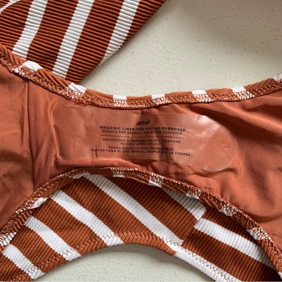 Aerie Size Large Ribbed Bottom in Brown & White Stripe NWT - Picture 8 of 16